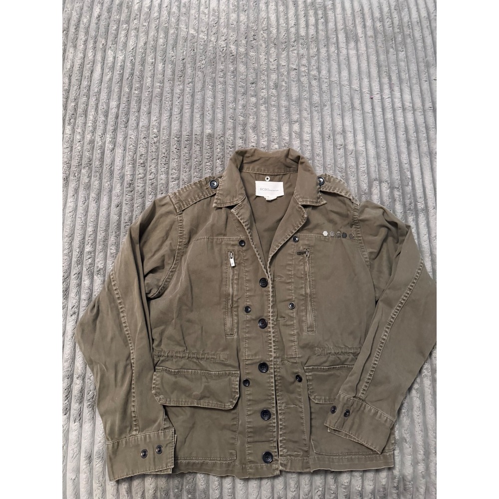 BCBGeneration Womens Dark Olive Green Utility Military Jacket QCX4D375 Size M